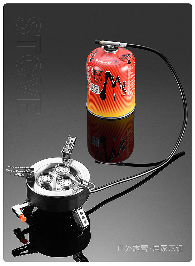 Outdoor high-intensity three-burner gas stove, three-star stove, portable camping and picnic cookware, mini gas cylinder, gas stove pic 5