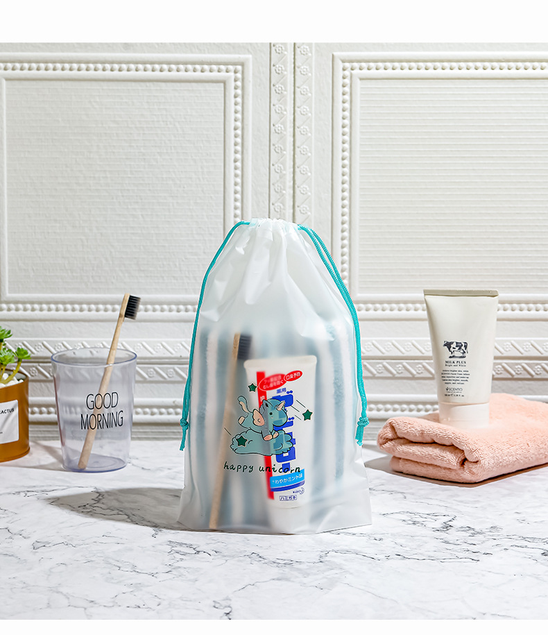 Unicorn frosted drawstring bag, towel and sock plastic packaging bag, PE thickened drawstring bag, underwear packaging drawstring bag pic 12