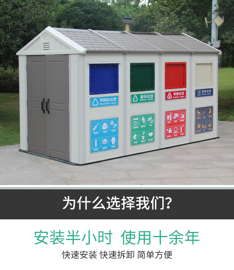 户外垃圾分类亭智能垃圾房收集站小区街道环卫可回收房学校储物房详情5