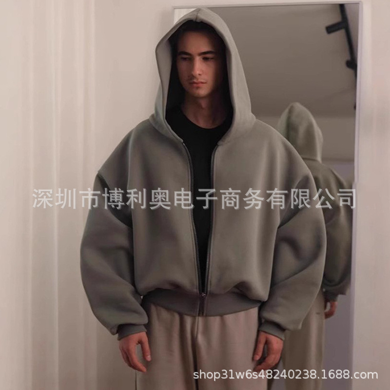 New blockbuster solid color zipper hooded sweatshirt pic 6