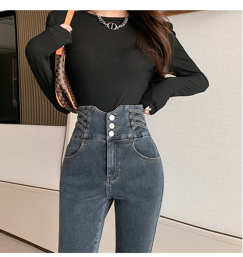 High-waisted jeans for women, new autumn and winter styles, skinny skinny pants, tight-fitting pencil pants, belt-cinching and hip-lifting long pants, trendy pic 34
