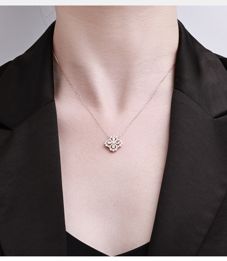 S925纯银四叶草项链百搭高级感轻奢锁骨链爆款颈链详情3