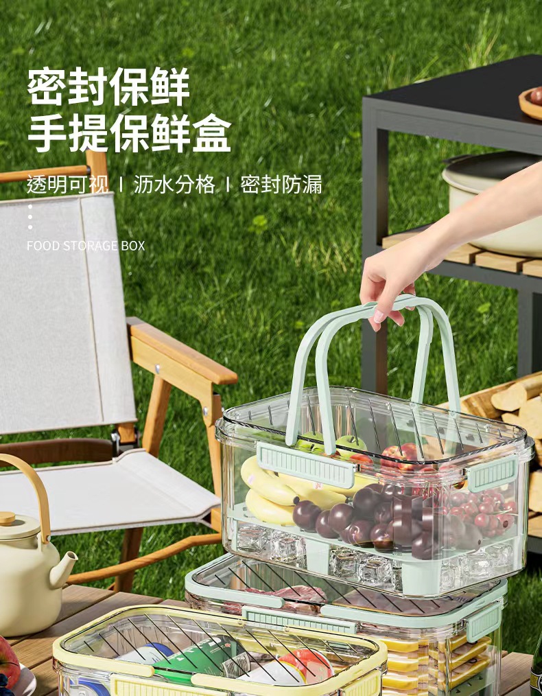 手提保鲜盒户外露营野餐盒外出便携移动食品收纳盒冰箱水果便当盒详情4
