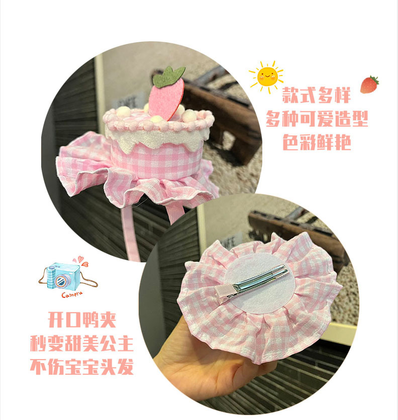 韩版创意草莓蛋糕发箍可爱甜美网红发夹小清新格纹冰激凌发圈头饰详情8