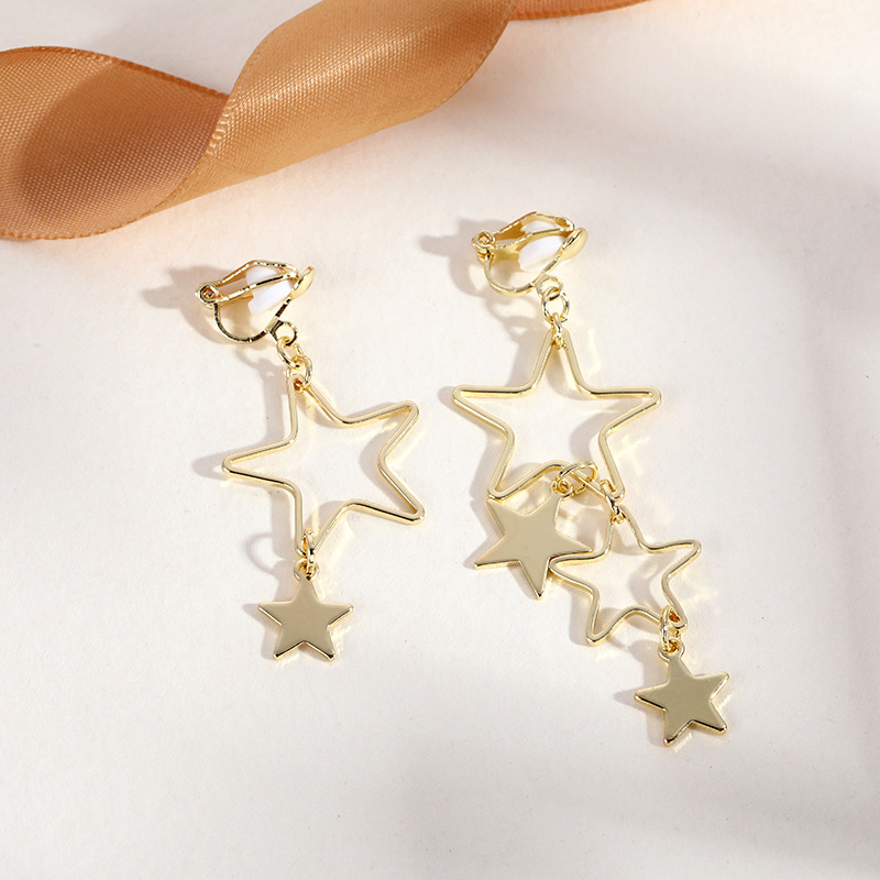 Triangular tassel ear clips, no ear holes, high-end, niche, artistic, retro, socialite ear hangers, light luxury, high-quality earrings wholesale pic 20