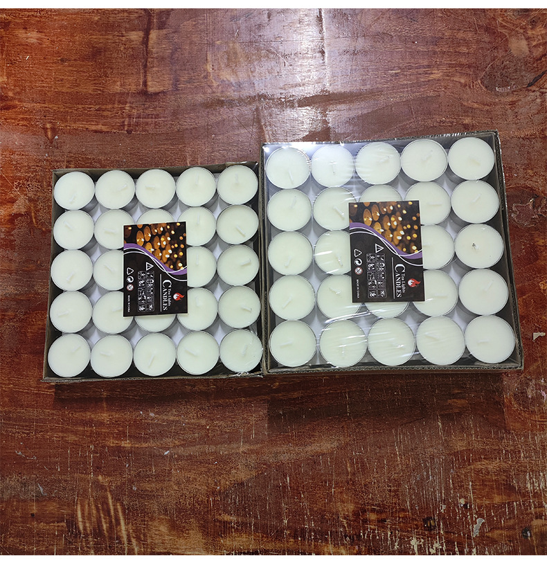 Wholesale of 100 box-packed 4-hour smokeless candle tea brewing paraffin wax birthday confession small candles, 50 round pieces pic 7