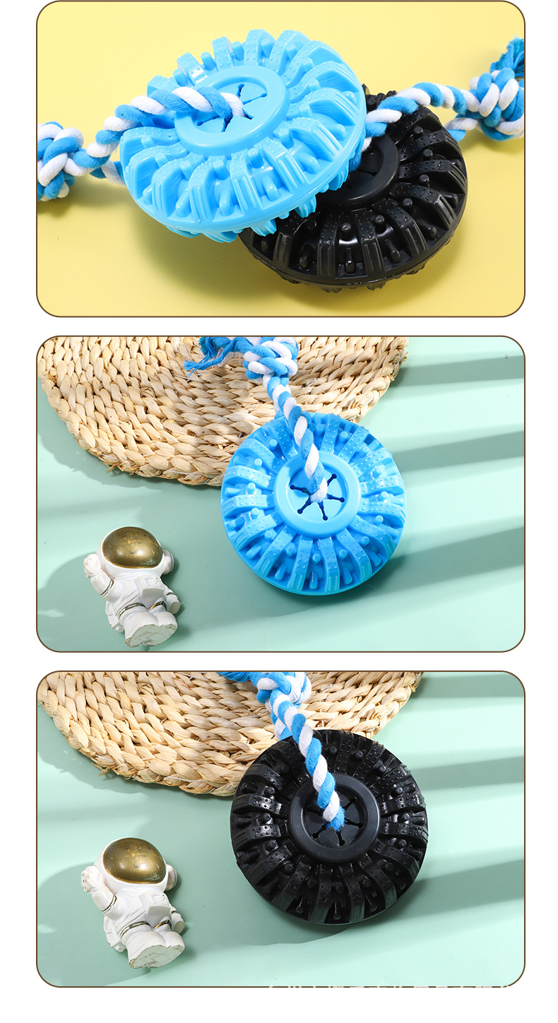 Wholesale of new pet food leakage tire knot toys, chewing and teething dog toys, interactive training pet supplies pic 4