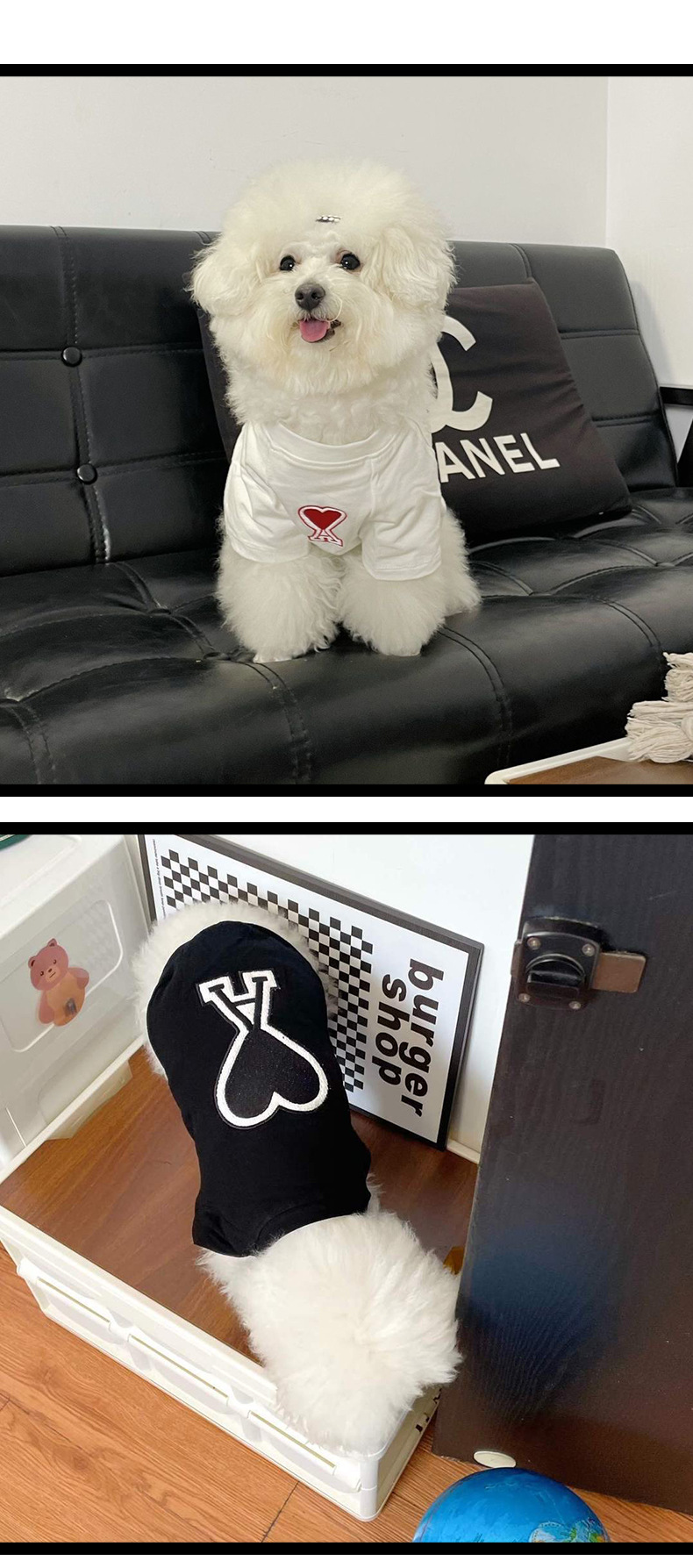 新款猫咪衣服狗狗衣服简约双面桃心泰迪博美猫咪小型犬春秋款衣服详情6