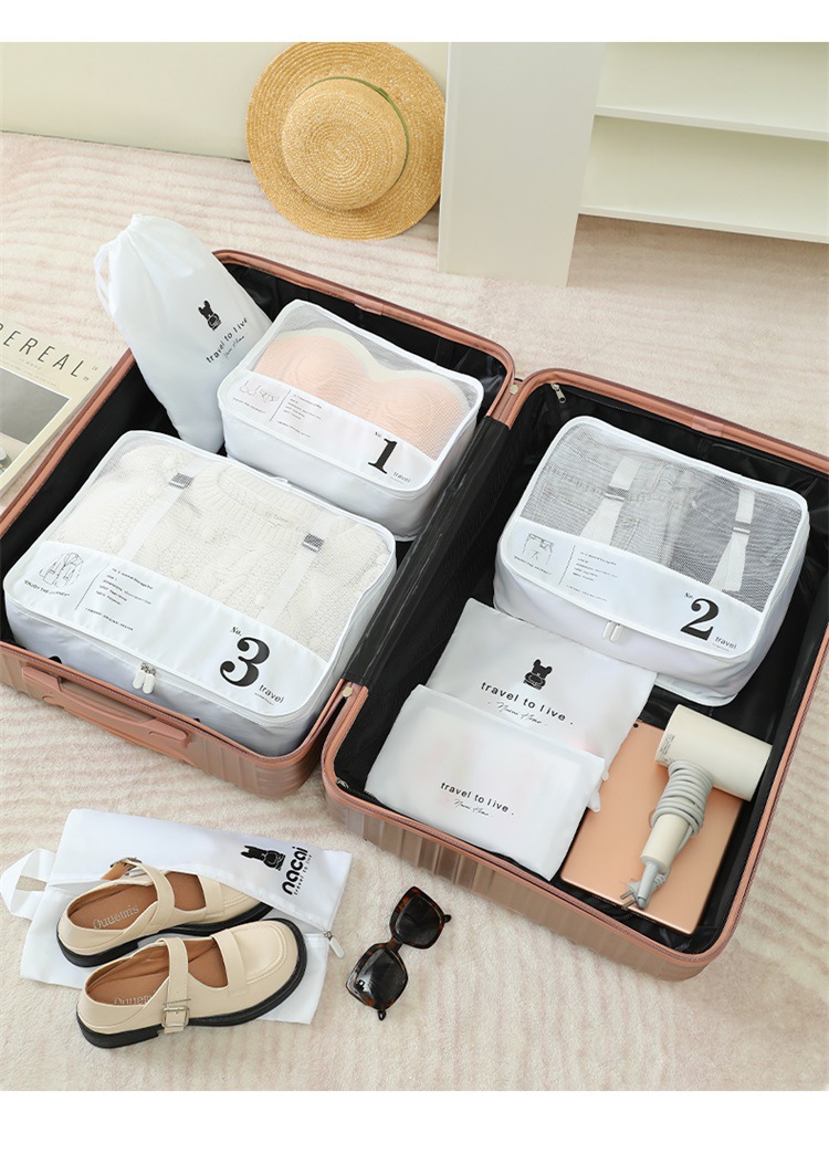 Travel storage bags, 7-piece set for portable clothing storage, makeup and toiletries bags, and luggage compartments during business trips and travels pic 13