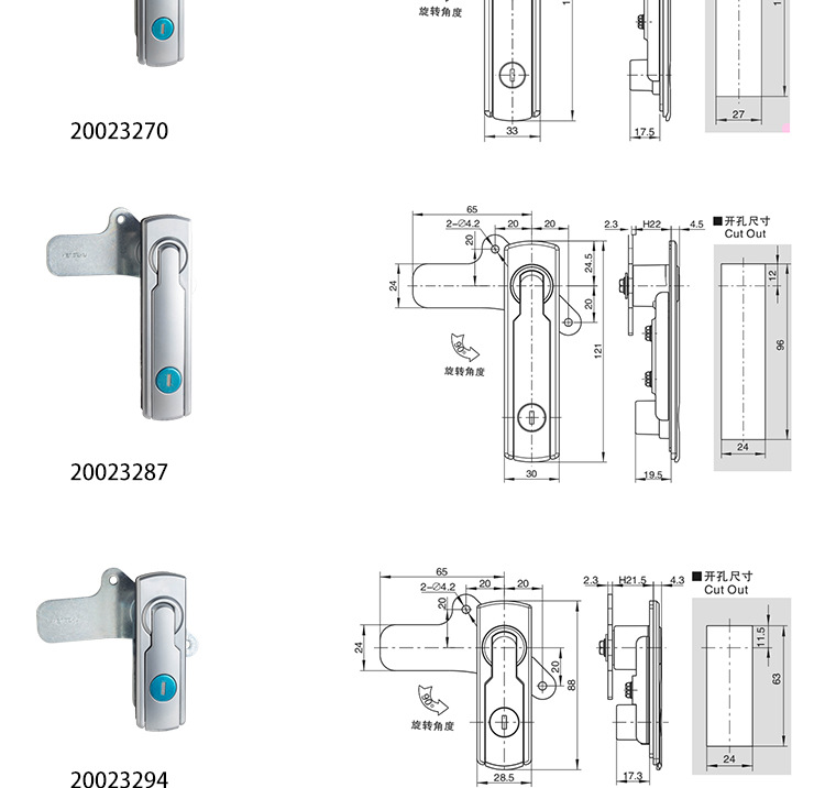 ESSENTRA益升华 电气柜门锁配电柜空压机门锁SR 5537旋转式平面锁详情13