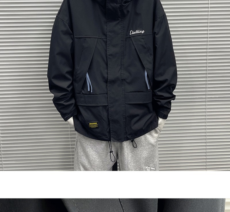 2025春秋季新款男士宽松连帽工装冲锋衣户外机能风运动夹克外套 男士时尚休闲夹克详情20