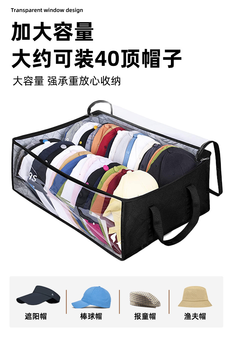 亚马逊新款帽子收纳手提袋大容量双排折叠收纳包无纺布收纳包详情4