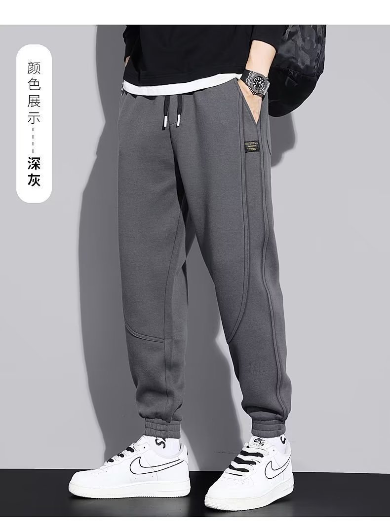 休闲卫裤男士春秋款宽松束脚裤秋季抽绳弹力针织运动裤子潮男长裤详情22