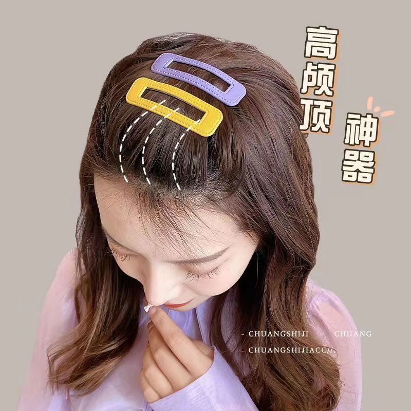 韩版PU皮革BB夹儿童发夹女孩侧边夹刘海前额碎发夹无痕掰掰夹发饰详情3