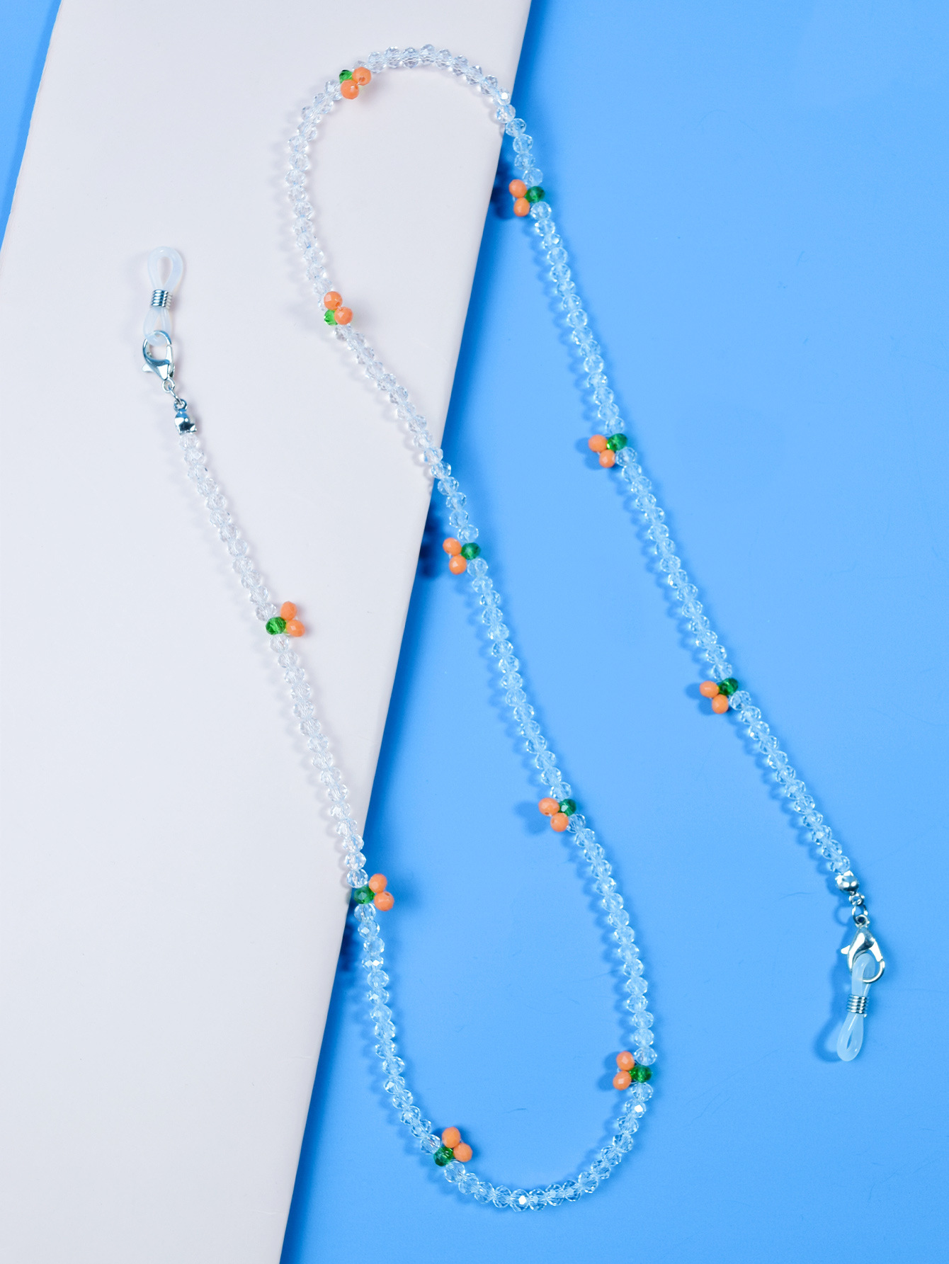 Wholesale of 2022 new style simple and fashionable eyeglass chain accessories, crystal rice bead necklaces pic 8