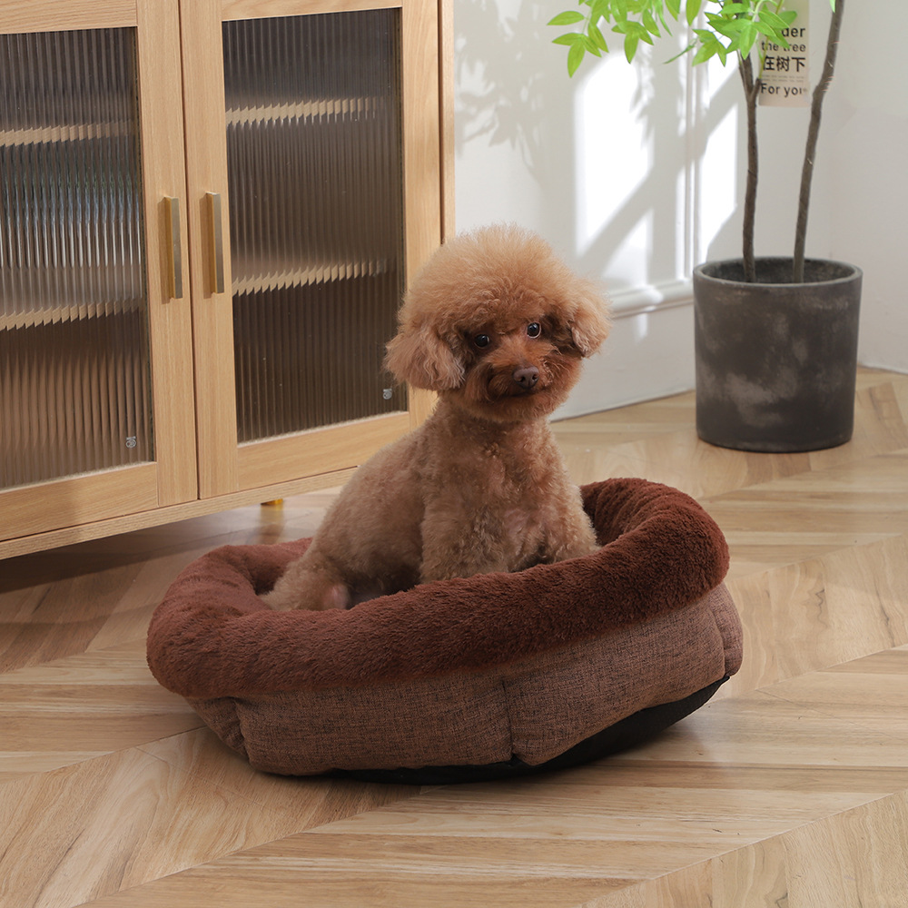 Winter thickened plush pet sleeping beds that can be disassembled and washed, Arctic fleece upturned cat beds, thickened PP cotton dog beds wholesale pic 6