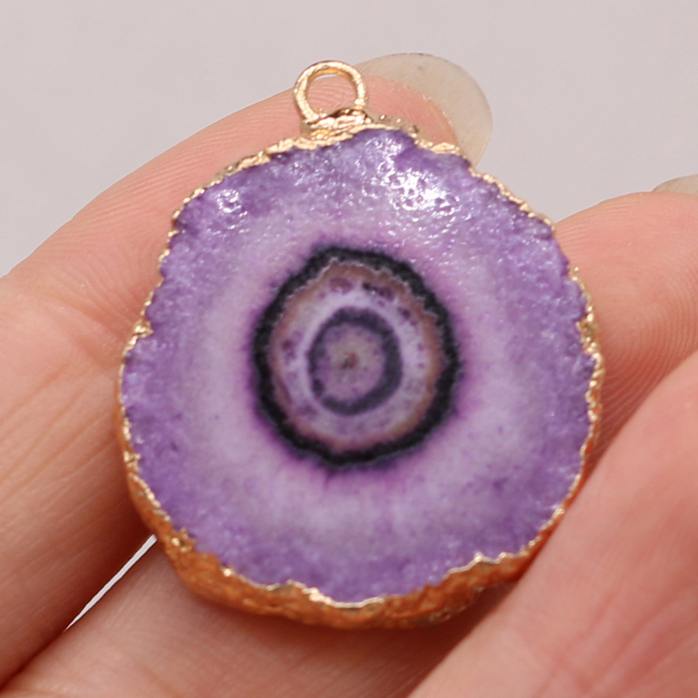 跨境天然不规则圆形玛瑙吊坠DIY饰品配件手工耳环项链制作批发详情4