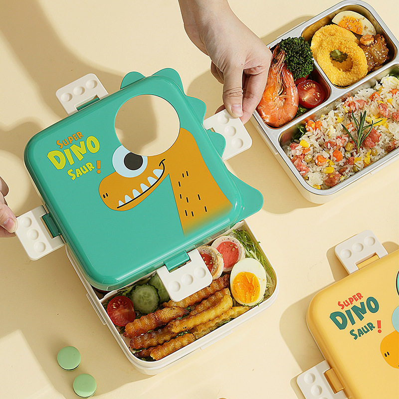 Japanese dinosaur lunch box, cross-border student version lunch box, easy to clean, microwave oven heating lunch box, with lid for office workers pic 19