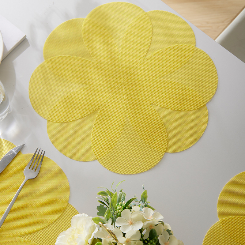 Petal Teslin sewing heat insulation pad, dining table mat, heat-resistant plate, scald bowl, cup mat, pot mat pic 14