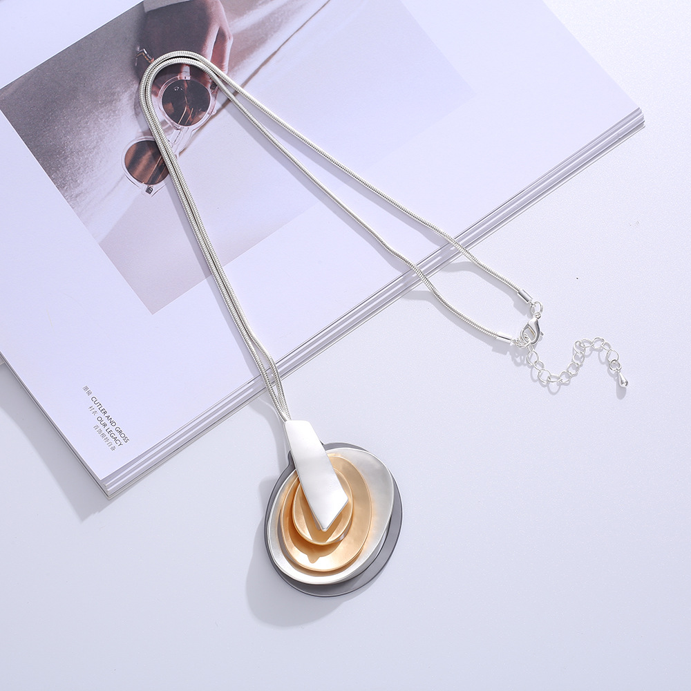 欧美金属项链亚马逊爆款跨境复古简约ins吊坠长款时尚女士毛衣链详情9