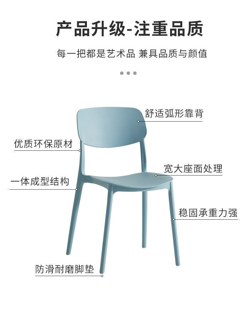 北欧餐椅家用塑料椅子现代简约牛角洽谈书桌椅凳子靠背网红化妆椅详情10