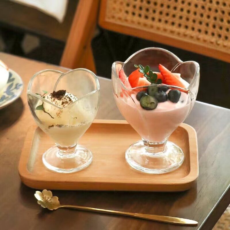 Wholesale InS-style glass lotus ice cream cups, dessert yogurt glass cups, fruit smoothies, fruit cups and cake cups pic 11