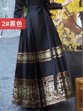 国潮重工刺绣织金马面裙复古风新中式国风改良汉服半身长裙女度假风详情4