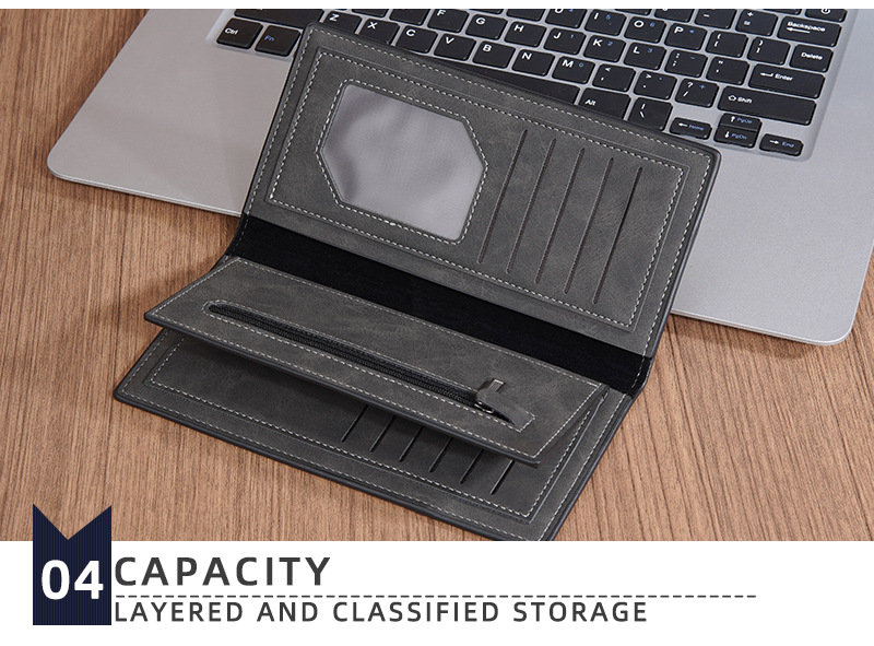 新款男士长款钱包baellerry跨境多卡位三折钱夹简约商务拉链票夹详情32