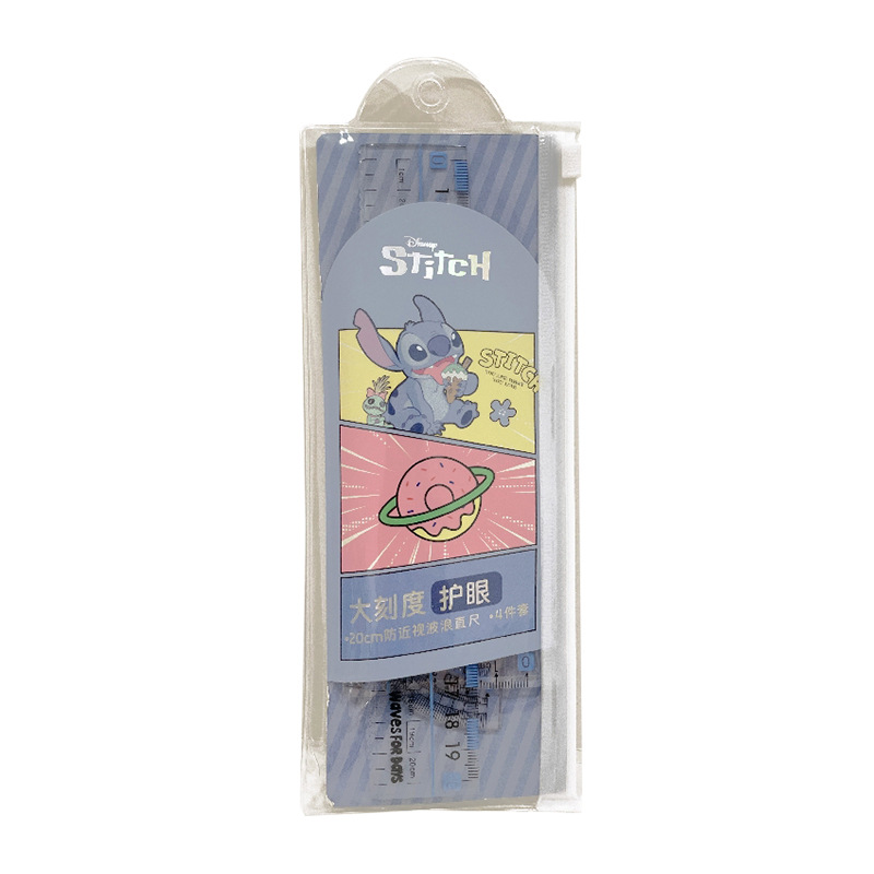 迪士尼小学生尺子套装四件套大刻度20cm塑料直尺三角尺儿童套尺详情5