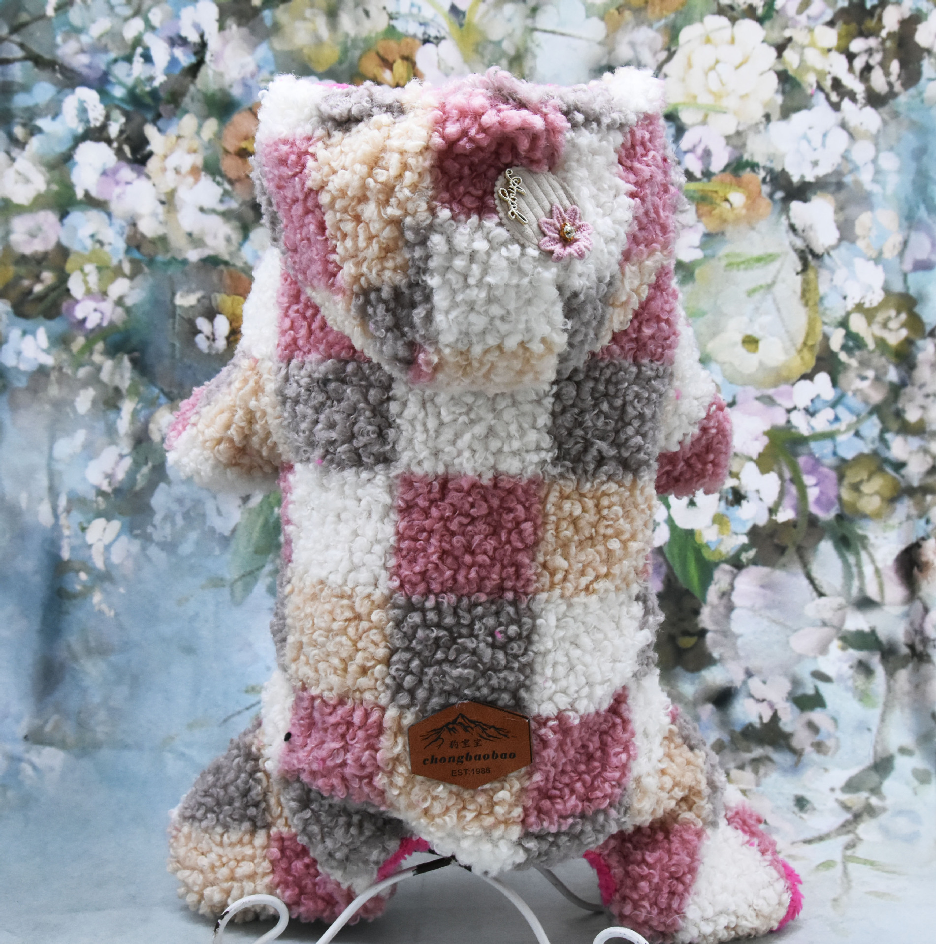 T in-stock thickened teddy fleece clothes, warm dog clothes for autumn and winter, four-legged checked cotton clothes, pet four-legged clothes pic 12