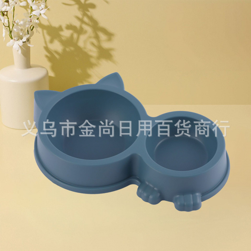 跨境新款糖果色宠物慢食碗狗盆猫粮碗食盆小型宠物猫咪款双碗装水详情5