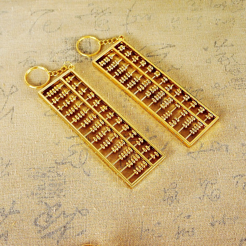 Special offer manufacturer direct delivery abacus keychain for wealth attraction, zinc alloy gold-plated daily pendant, handicraft, travel gold calculator pic 9