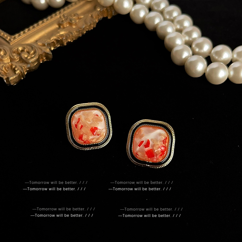vintage high-end earrings, niche light luxury fashion, mid-style stud earrings, artistic temperament, fashionable earrings pic 73