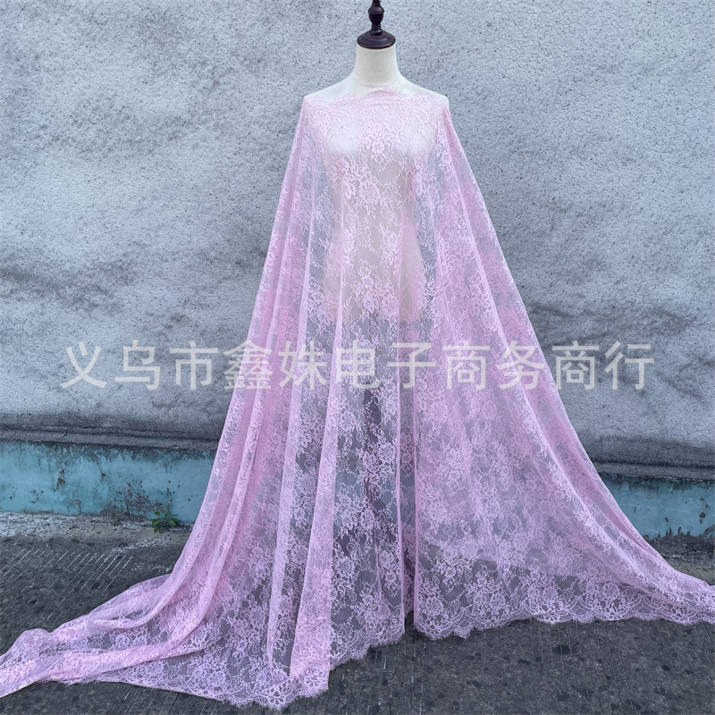 外贸爆款非洲黑人Chantillylace幅宽1.5m*3m厂家现货眼睫毛花详情15