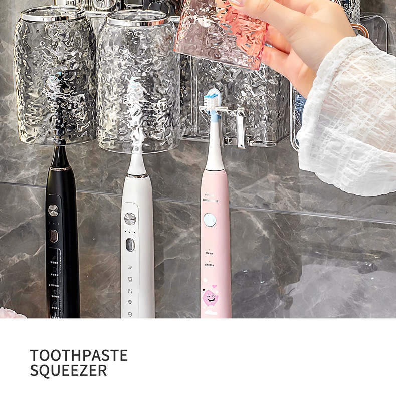 Toothbrush rack, wall-mounted electric toothbrush stand without drilling holes, brushing cup, mouthwash cup, dental ware set, suction cup pic 13