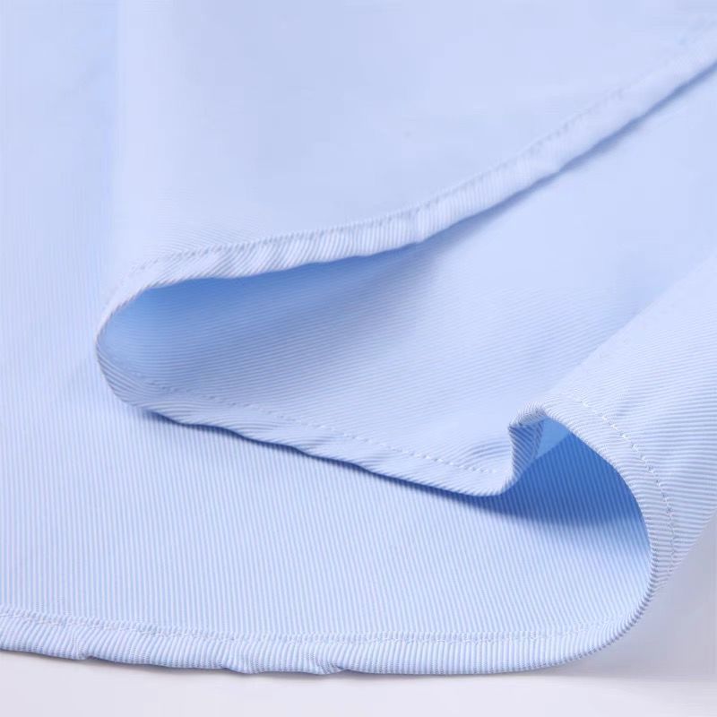春夏女士浅蓝斜暗条纹v领衬衫女式衬衣职业正装工作服高档棉抗皱详情11