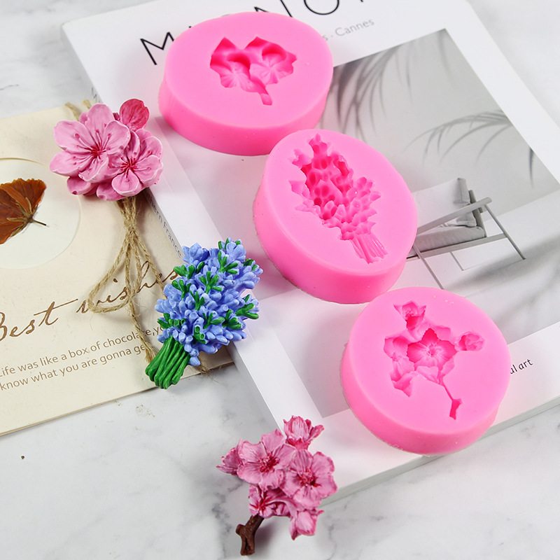 2D梅花薰衣草桃花硅胶模具巧克力石膏滴胶车载香薰蜡烛模详情6