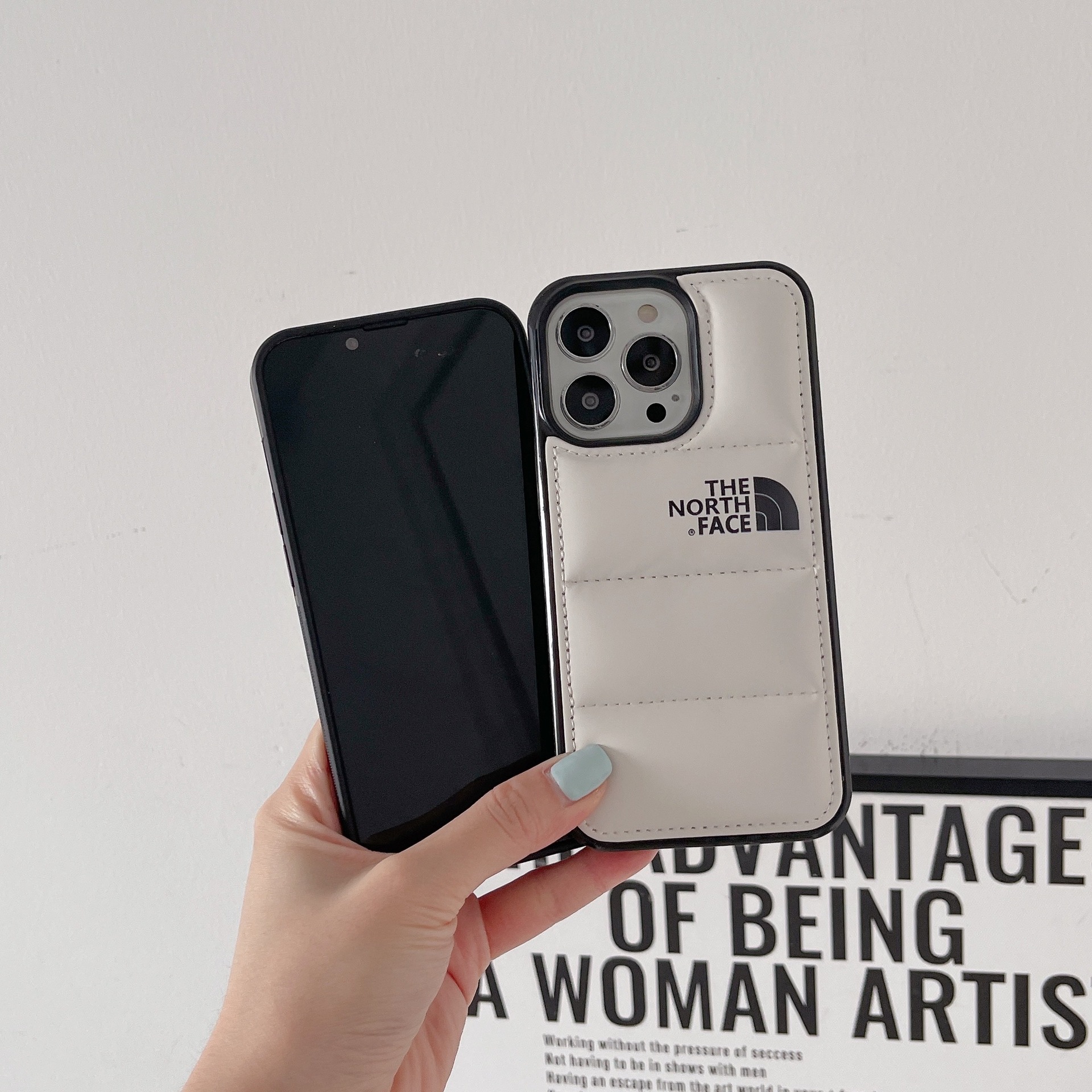 羽绒服北面适用iPhone16promax填充棉手机壳14promax充棉羽绒服13详情20