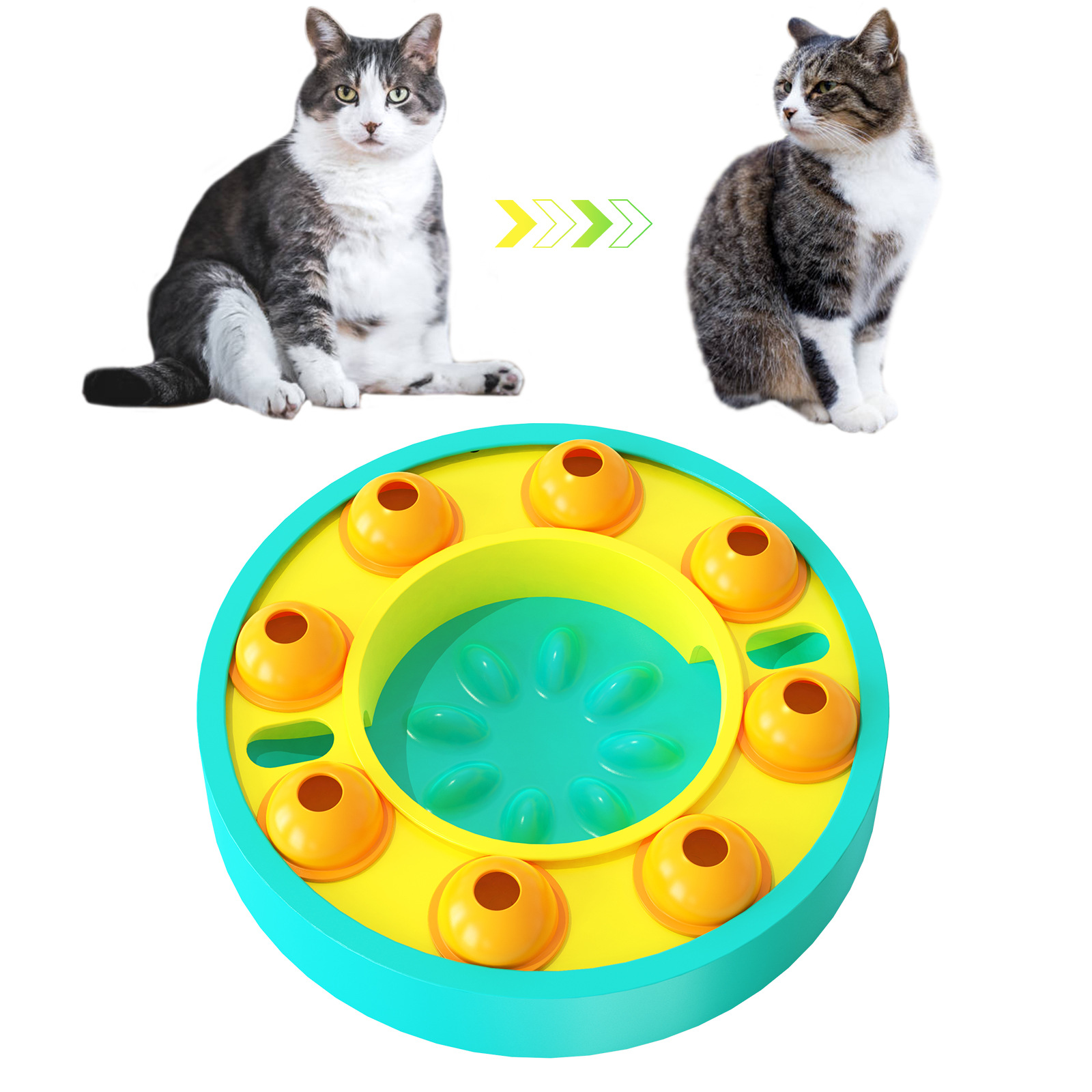 A new bestseller from a pet supplies manufacturer and wholesale company, the Amazon rotating leaky slow-eating cat bowl, an educational cat toy pic 19