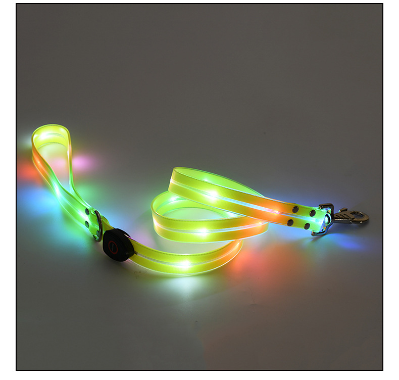 LED light-emitting collar, usb charging pet collar with light, pvc rubber-coated webbing dog leash, luminous dog collar pic 16