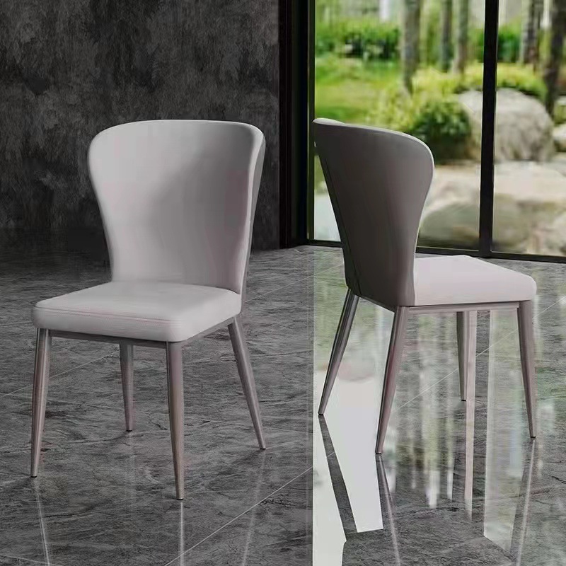 Italian light luxury leather dining chairs, home casual modern and simple stools, negotiation hotel restaurant soft-padded iron dining chairs pic 6