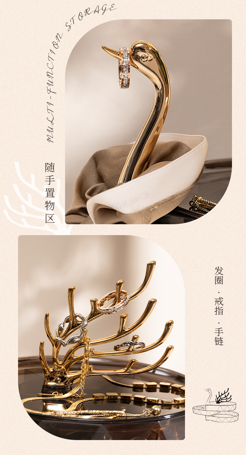 Self-designed Swan Dream Desktop jewelry Box, cross-border large-capacity stud earrings, earrings and jewelry storage box pic 5