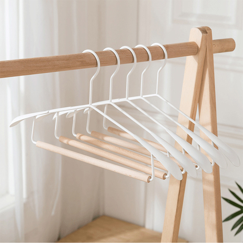 实木铁艺衣架金属宽肩无痕衣挂服装店家用裤架多功能轻奢铁木衣架详情17