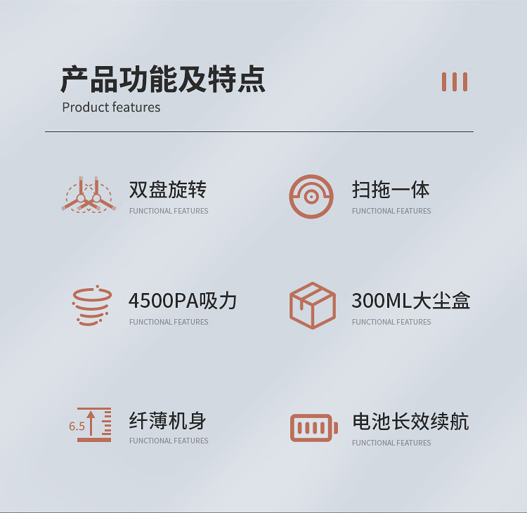 跨境扫地机器人家用洗拖扫一体扫地机超薄新款迷你充电智能吸尘器详情7