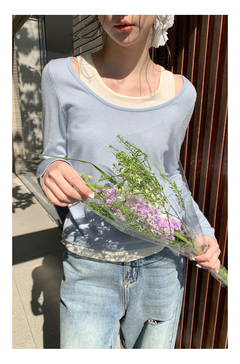 衣尔衫 清晨阳光 韩系假两件简约氛围感针织衫女气质新款温柔0326详情12