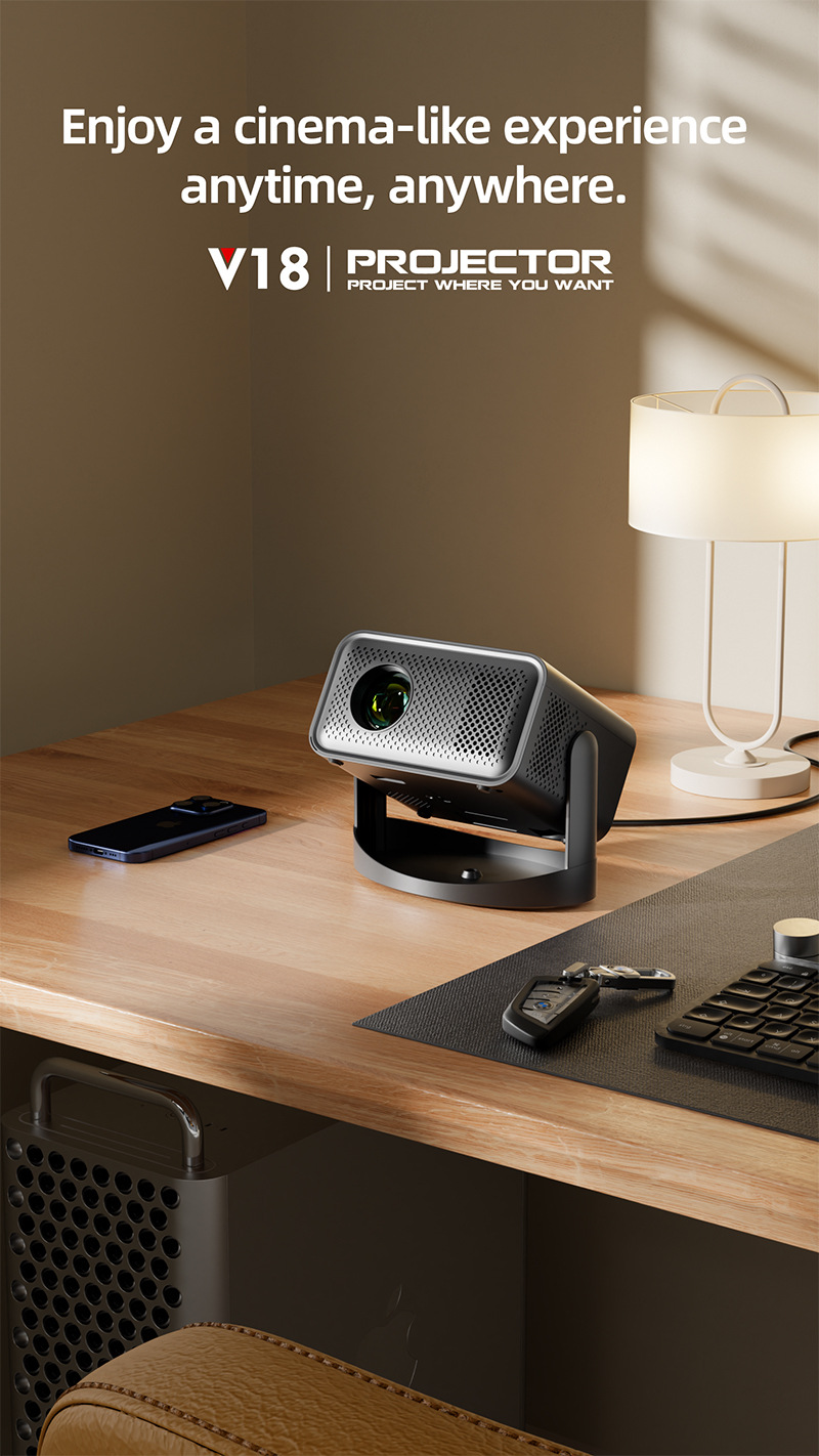 跨境新款高清便携式家庭投影仪4k手机无线同屏自动梯形安卓投影机详情5