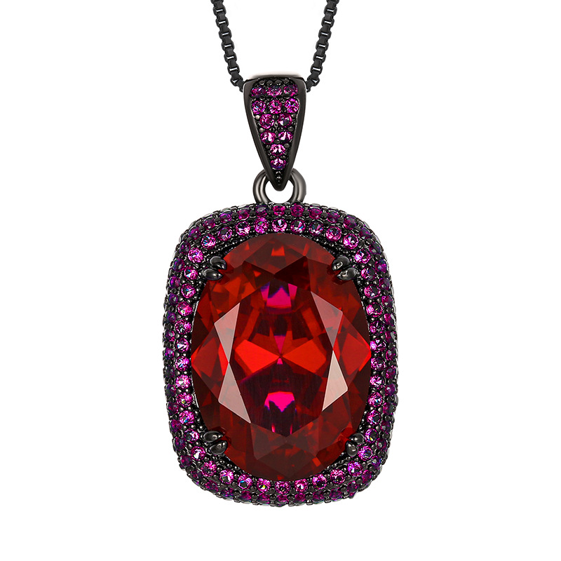 2025新款庄生生珠宝铜底镀金仿真红刚玉黑金高级感套装女石13*18详情12