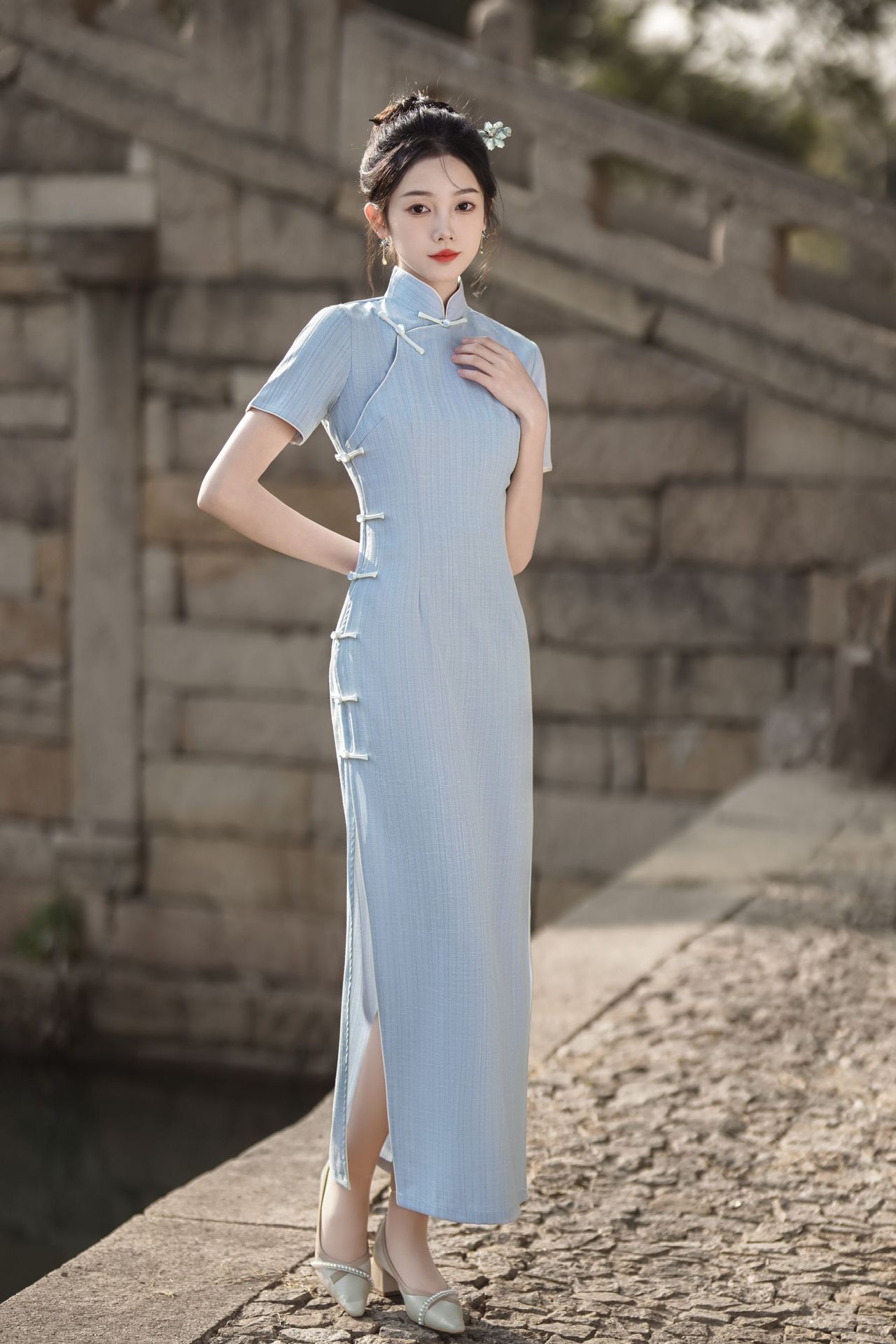 New Spring/Summer 2024 Chinese-style daily artistic, comfortable, breathable, floor-length, traditional full-opening modified cheongsam, a national trend pic 9