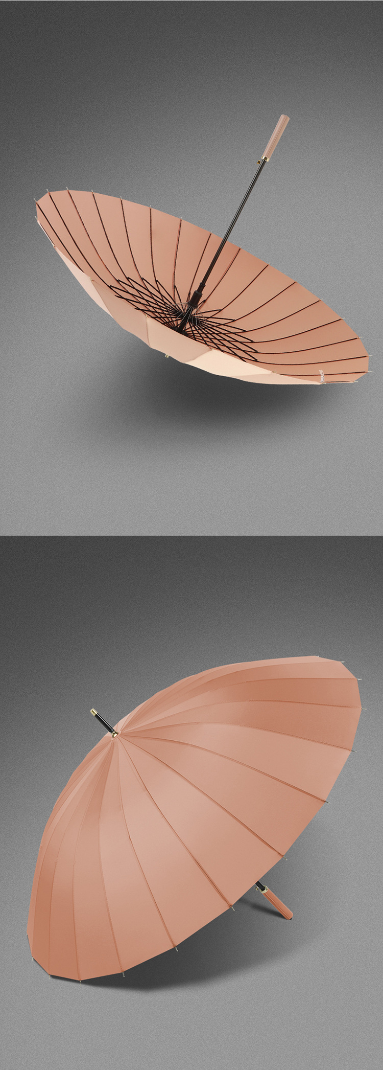 超大24骨双层雨伞男士长柄直杆伞大号加固加厚结实抗风暴高尔夫伞详情25