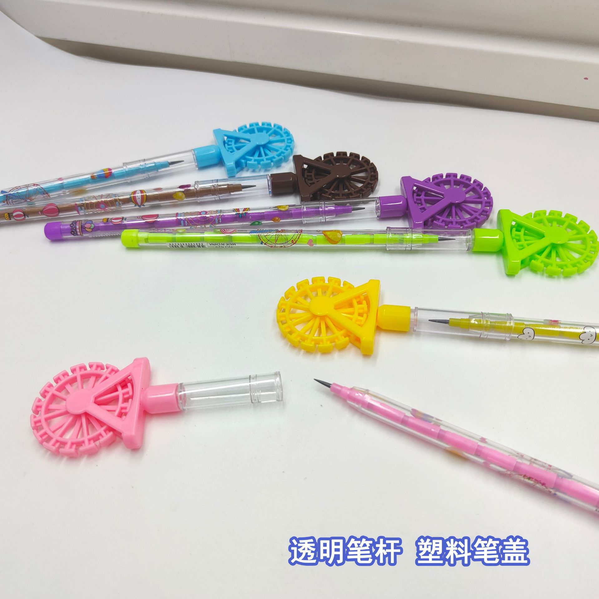 摩天轮子弹笔趣味11节免削铅笔透明杆节节笔学生文具厂家直供批发详情3